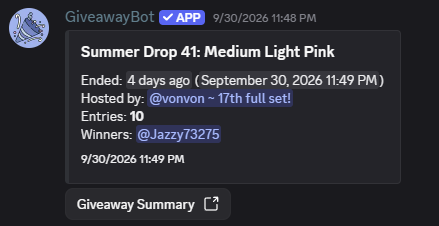 The ended giveaway, with the winner chosen by GiveawayBot