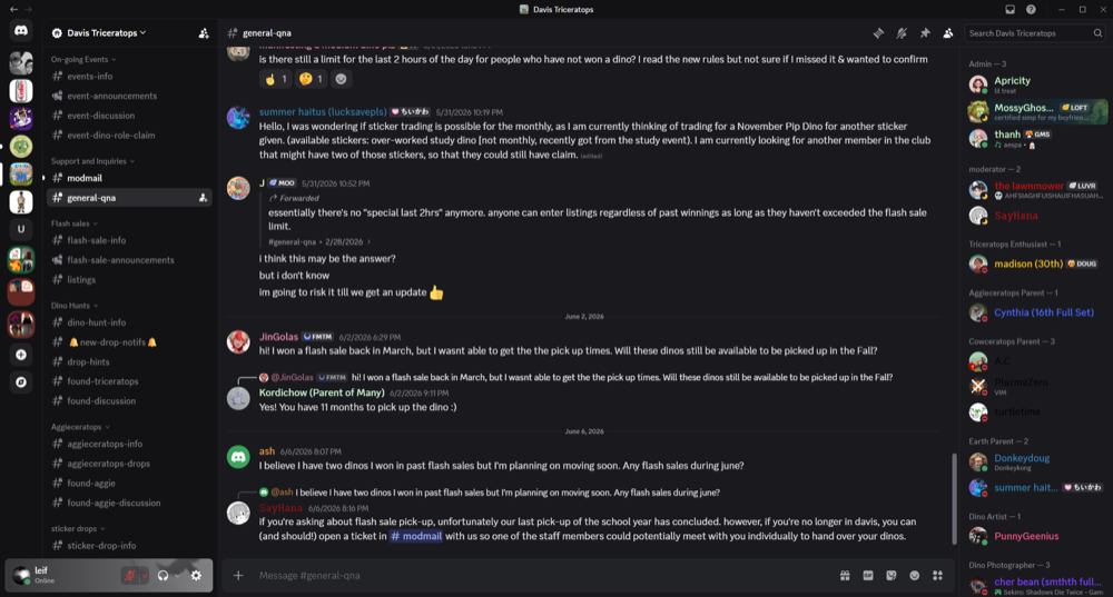 The #general-qna channel in Discord