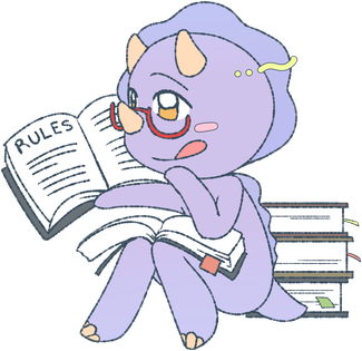 A triceratops reading the rules