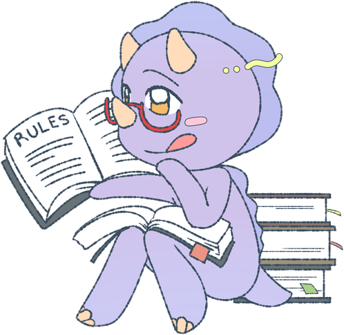 A triceratops reading the rules